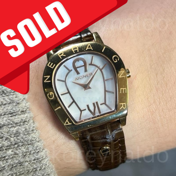 JAM TANGAN AIGNER AMALFI A32200 HORSESHOE ROSE GOLD TONE MOP DIAL (LX2473)