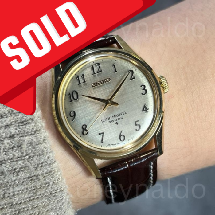 JAM TANGAN VINTAGE SEIKO LORD MARVEL 36000 5740-8000 GOLD PLATED LINEN ARABIC NUMERALS (LX2585)