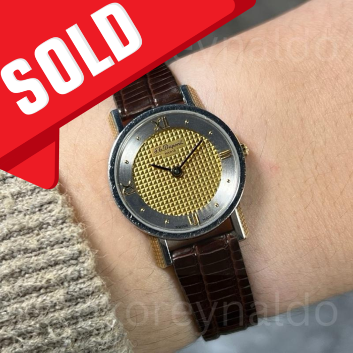 JAM TANGAN VINTAGE ST DUPONT RONDE 199.21 1 ROUND TWO TONE GOLD-SILVER TEXTURE DIAL (LX1968)