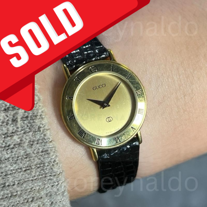 JAM TANGAN VINTAGE GUCCI 3000L SMALL ROUND GOLD PLATED CHAMPAGNE DIAL (LX2290)