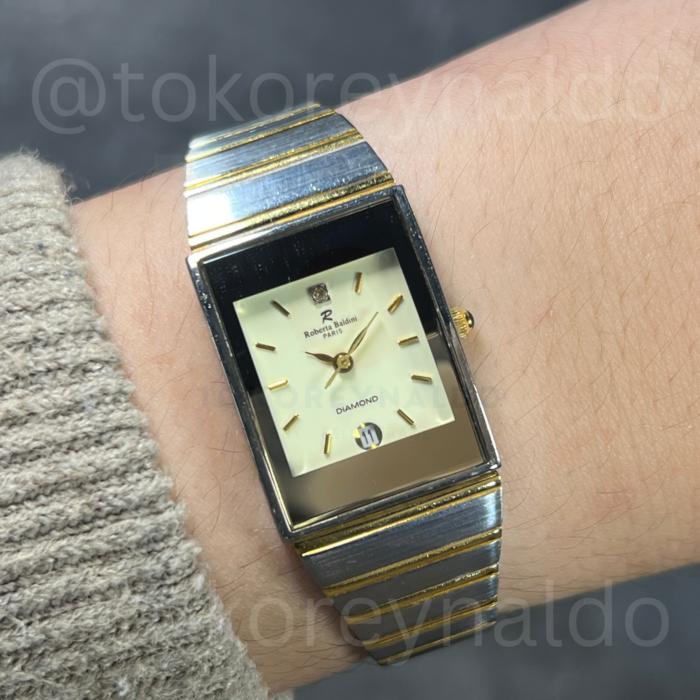 JAM TANGAN ROBERTA BALDINI PARIS DIAMOND TANK TWO TONE CHAMPAGNE DIAL 1P DIAMOND (LX2487)