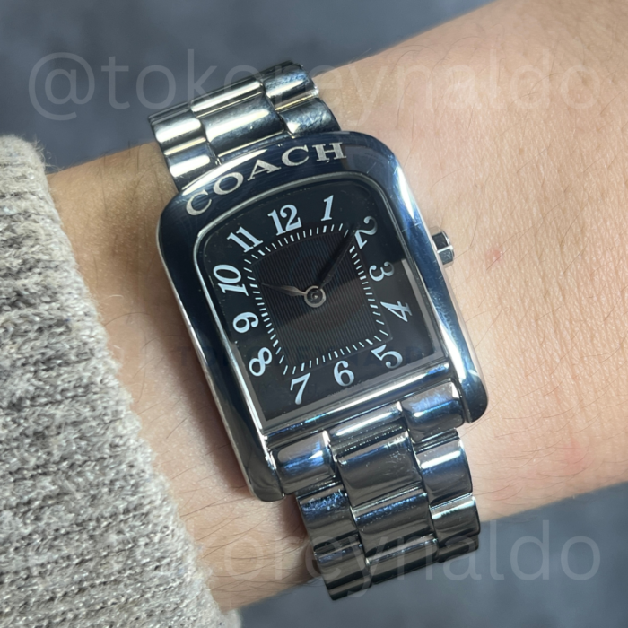 JAM TANGAN VINTAGE COACH W522A BRACELET HORSESHOE SS BLACK DIAL ARABIC NUMERALS (LX2544)
