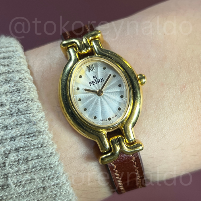JAM TANGAN VINTAGE FENDI 640L CHAMELEON GOLD PLATED SILVER GUILLOCHE DIAL (LX2549)