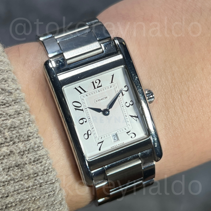 JAM TANGAN COACH LEXINGTON W502B "TANK SOLO XL DUPE" SS WHITE DIAL ARABIC NUMERALS (LX2482)