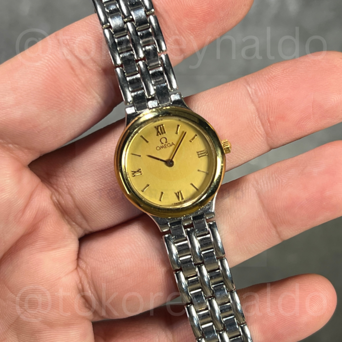JAM TANGAN VINTAGE OMEGA De Ville ROUND G0LD PLATED G0LD TONE DIAL ROMAN INDEX (LX2465)