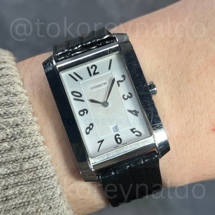 JAM TANGAN VINTAGE COACH 0242 RECTANGLE SS WHITE DIAL ROMAN NUMERALS (LX2530)