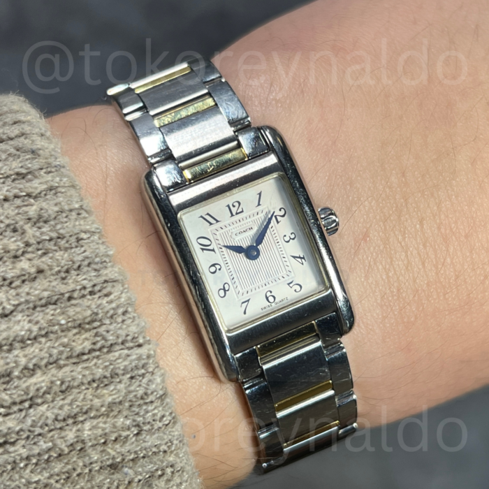 JAM TANGAN COACH W002B TANK TWO TONE WHITE DIAL ARABIC NUMERALS (LX2480)