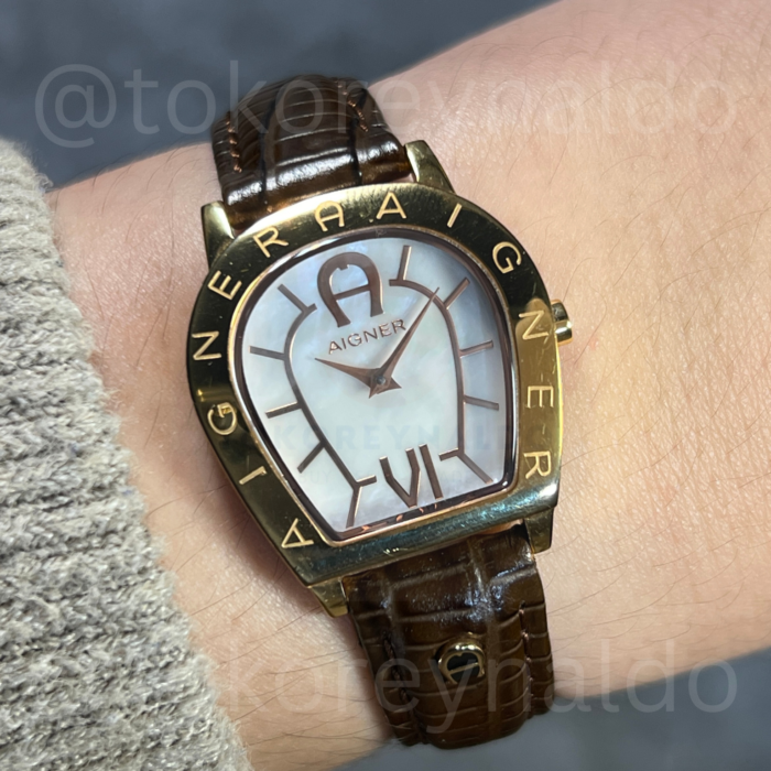 JAM TANGAN AIGNER AMALFI A32200 HORSESHOE ROSE GOLD TONE MOP DIAL (LX2473)