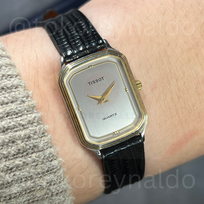 JAM TANGAN VINTAGE TISSOT STYLIST RECTANGULAR TWO TONE SILVER DIAL (LX2503)