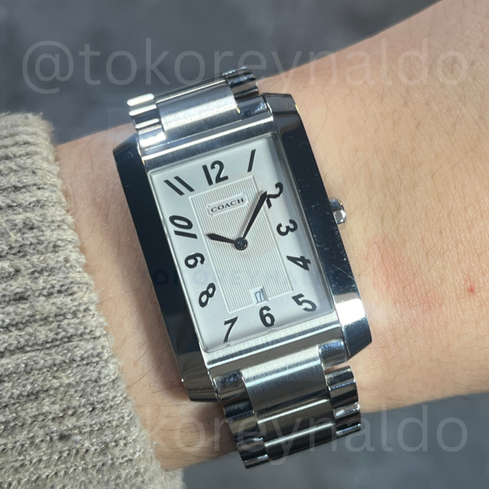 JAM TANGAN VINTAGE COACH 0242 BRACELET RECTANGLE SS WHITE DIAL ROMAN NUMERALS (LX2532)