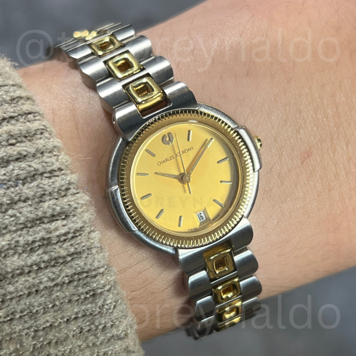 JAM TANGAN CHARLES JOURDAN 24.23 BRACELET ROUND TWO TONE GOLD TONE DIAL (LX2565)